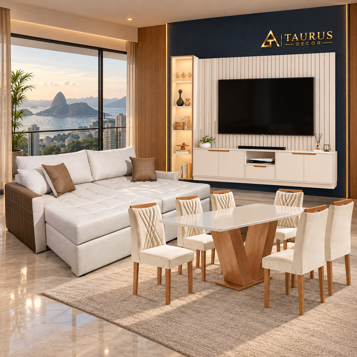 Super Combo Sala Completa 07 em ambiente Taurus Decor