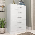 Cômoda Aruba 5 Gavetas Fellicci — Branco — Vista adicional do produto. Objetos decorativos não inclusos.