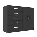 Cômoda Atenas 2 Portas 5 Gavetas Evidência — Preto