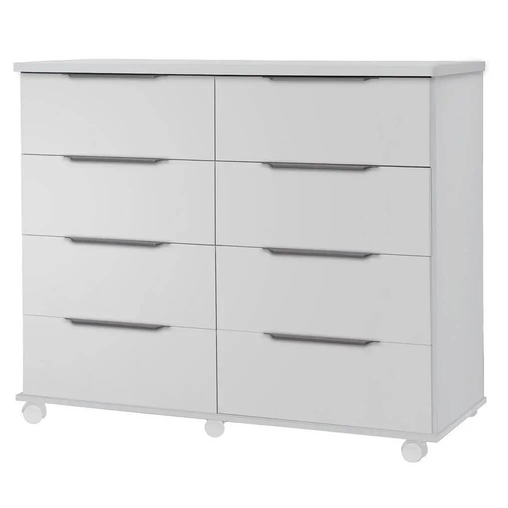 Cômoda Athenas 8 Gavetas com Rodízios Rud Rack — Branco