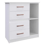 Cômoda Caribe Doripel 4 Gavetas 1 Porta — Branco — Vista do compartimento interno. Objetos decorativos não inclusos.