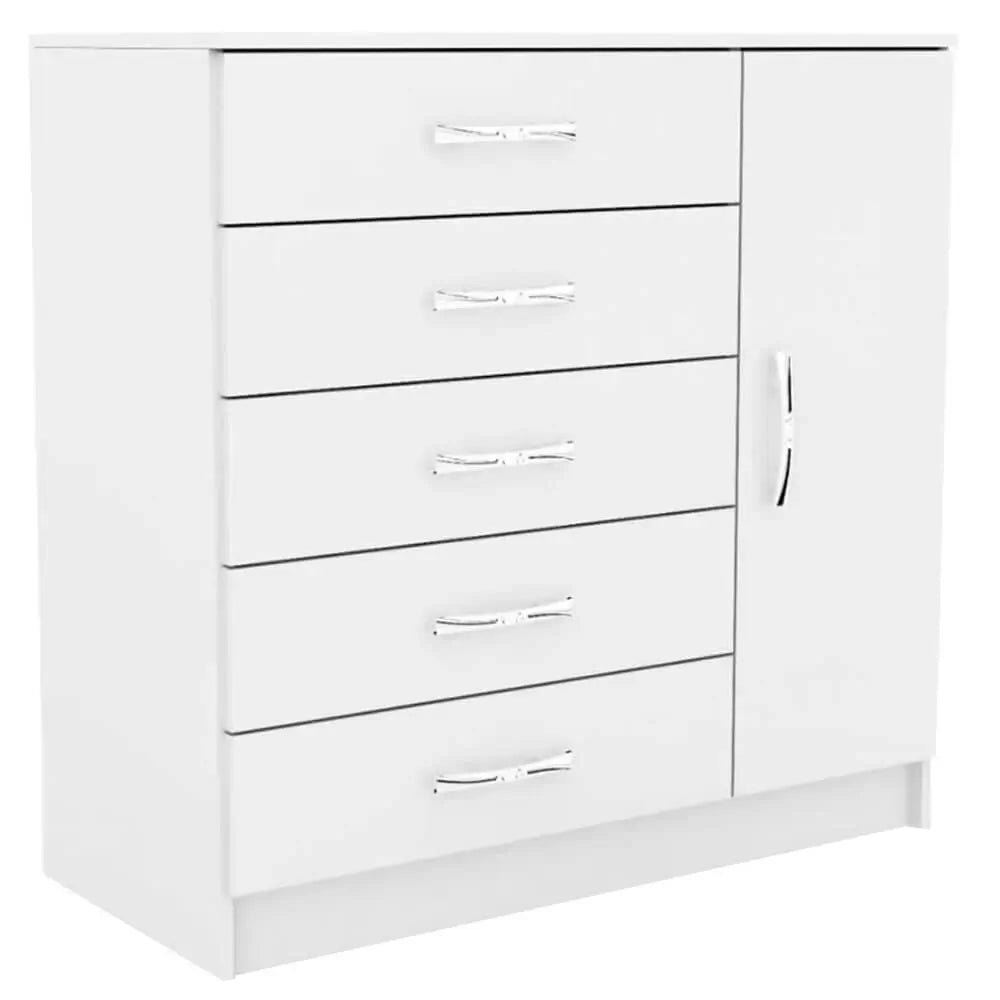 Cômoda Zurique 5 Gavetas com Sapateira Evidência — Branco