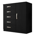 Cômoda Zurique 5 Gavetas com Sapateira Evidência — Preto