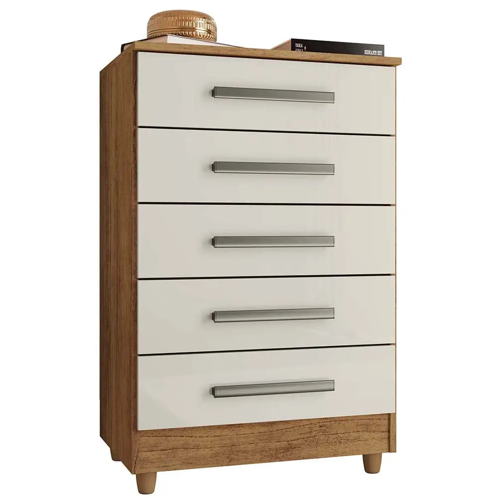 Cômoda Paola 5 Gavetas Rud Rack — Cedro Areia