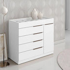 Cômoda ARV Sevilha Porta Joias 1 Porta 5 Gavetas Aramóveis — Branco — Vista adicional do produto. Objetos decorativos não inclusos.