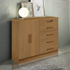 Cômoda New Athos 5 Gavetas 2 Portas D Doro — Cinamomo — Vista adicional do produto. Objetos decorativos não inclusos.
