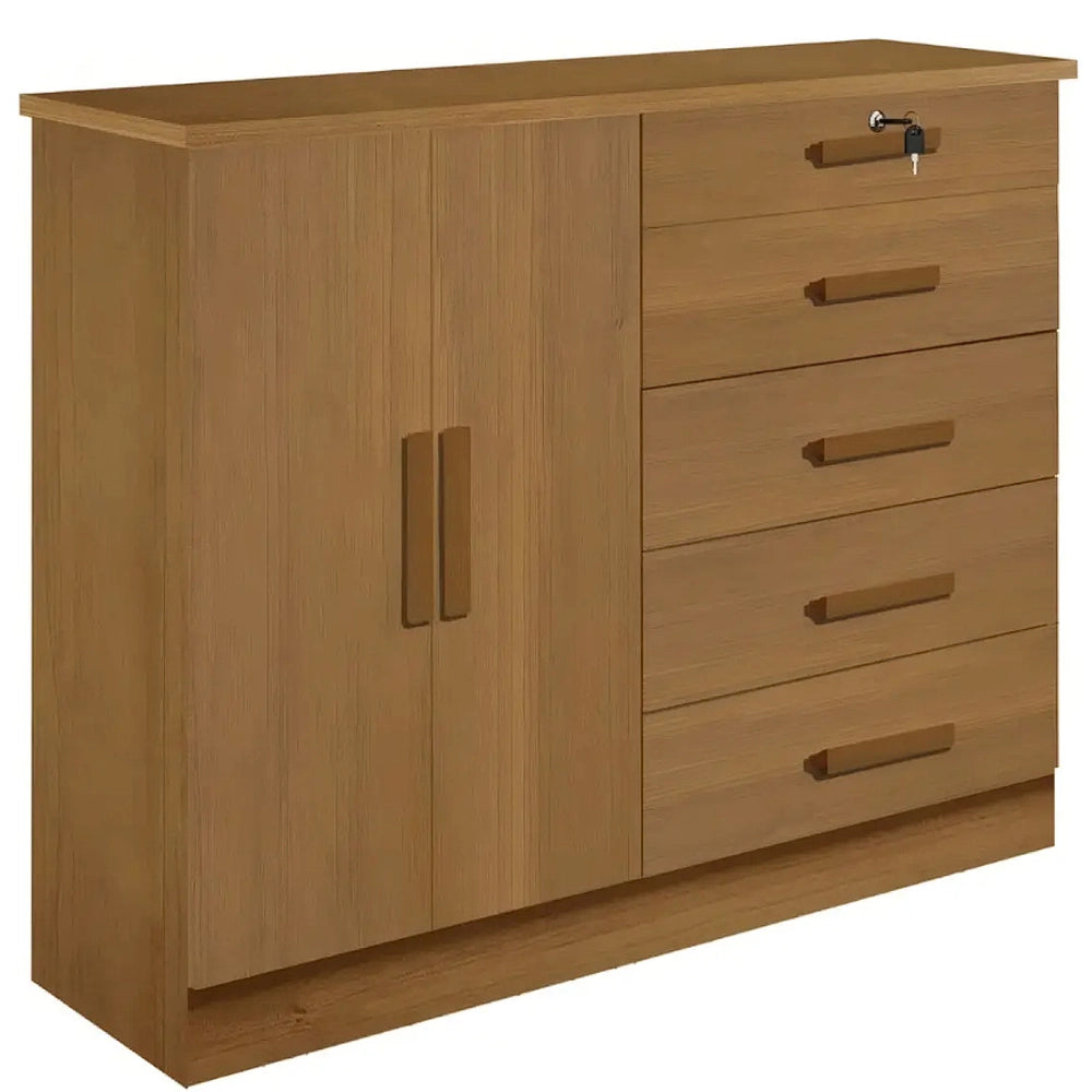Cômoda New Athos 5 Gavetas 2 Portas D Doro — Cinamomo