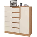 Cômoda Paris New 5 Gavetas 1 Porta Atualle — Canelato Rústico Natura Off White