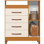 Cômoda Turquesa 1 Porta 4 Gavetas Albatroz — Cinamomo Off White — Vista do compartimento interno. Objetos decorativos não inclusos.