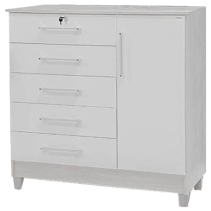 Cômoda Vitória 5 Gavetas 1 Porta Rud Rack — Branco
