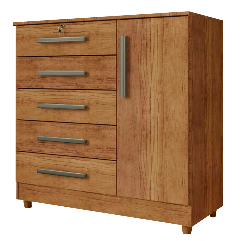 Cômoda Vitória 5 Gavetas 1 Porta Rud Rack — Cedro