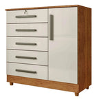 Cômoda Vitória 5 Gavetas 1 Porta Rud Rack — Cedro Areia