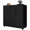 Cômoda Vitória 5 Gavetas 1 Porta Rud Rack — Preto