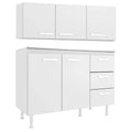 Armário Aéreo com Balcão Evidência 120 cm 5 Portas 3 Gavetas Branco — vista do produto