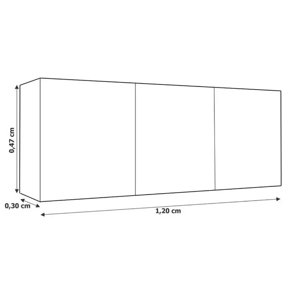 Armário Aéreo com Balcão Evidência 120 cm 5 Portas 3 Gavetas Branco — detalhes do produto