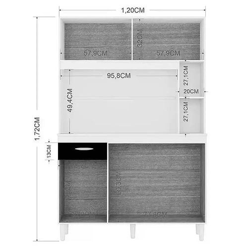 Armário de Cozinha Duda 120 cm 5 Portas 1 Gaveta Branco – Poquema — detalhes do produto