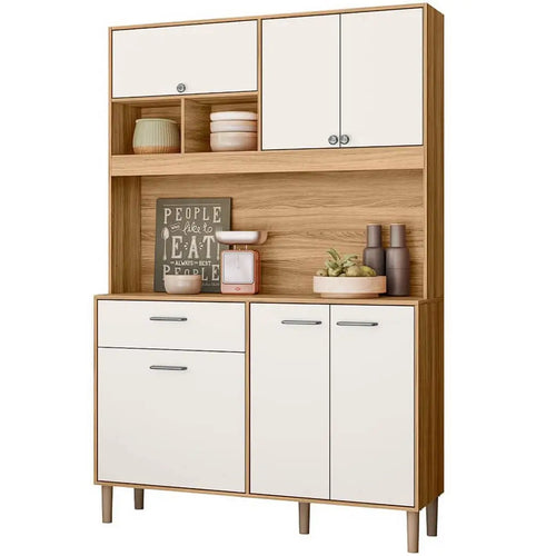 Armário de Cozinha Erva Doce 120 cm 6 Portas 1 Gaveta Freijó/Off White – Nicioli — vista do produto