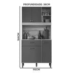 Armário de Cozinha Erva Doce 90 cm 4 Portas 1 Gaveta Freijó/Off White – Nicioli — detalhes do produto