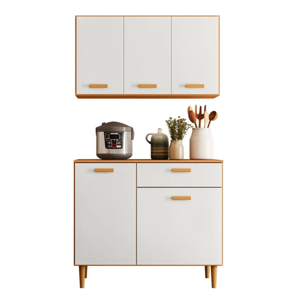 Armário de Cozinha Ester 91 cm 5 Portas 1 Gaveta Freijó UV/Off Acetinado – Poliman — vista do produto