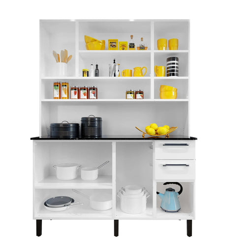 Armário de Cozinha Florença 140 cm 8 Portas 2 Gavetas Branco – Itatiaia — detalhes do produto