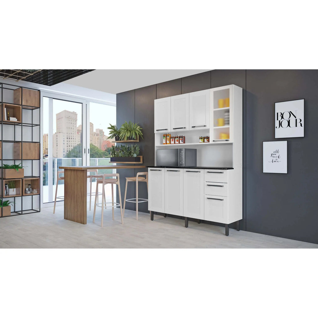 Armário de Cozinha Florença 140 cm 8 Portas 2 Gavetas Branco – Itatiaia — detalhes do produto