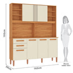 Armário de Cozinha Málaga 162 cm 6 Portas 2 Gavetas Cinamomo/Grafite – Fellicci — detalhes do produto