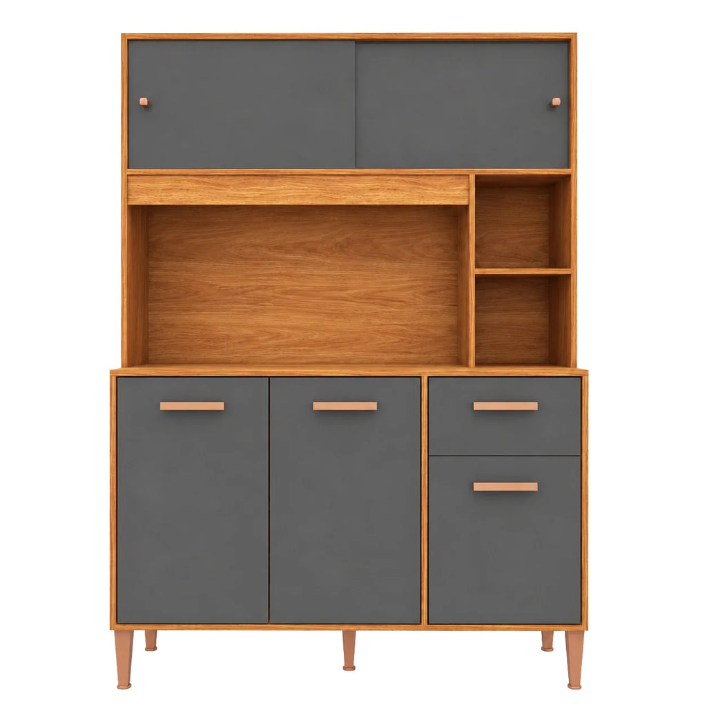 Armário de Cozinha Pérola 120 cm 5 Portas 1 Gaveta Cinamomo/Grafite – Fellicci — vista do produto