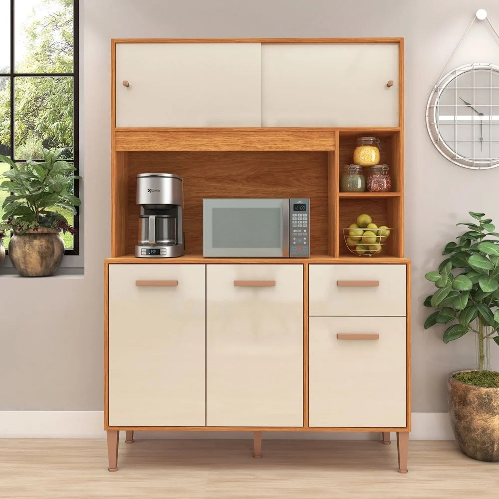Armário de Cozinha Pérola 120 cm 5 Portas 1 Gaveta Cinamomo/Grafite – Fellicci — detalhes do produto