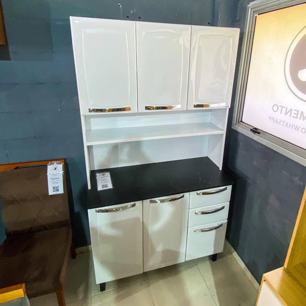 Armário de Cozinha Pratika 105 cm 6 Portas 2 Gavetas Branco – Itatiaia — detalhes do produto