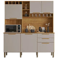 Armário de Cozinha Topázio 167 cm 6 Portas 2 Gavetas Cinamomo/Off White – Salleto — vista do produto