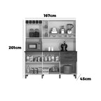 Armário de Cozinha Topázio 167 cm 6 Portas 2 Gavetas Cinamomo/Off White – Salleto — detalhes do produto