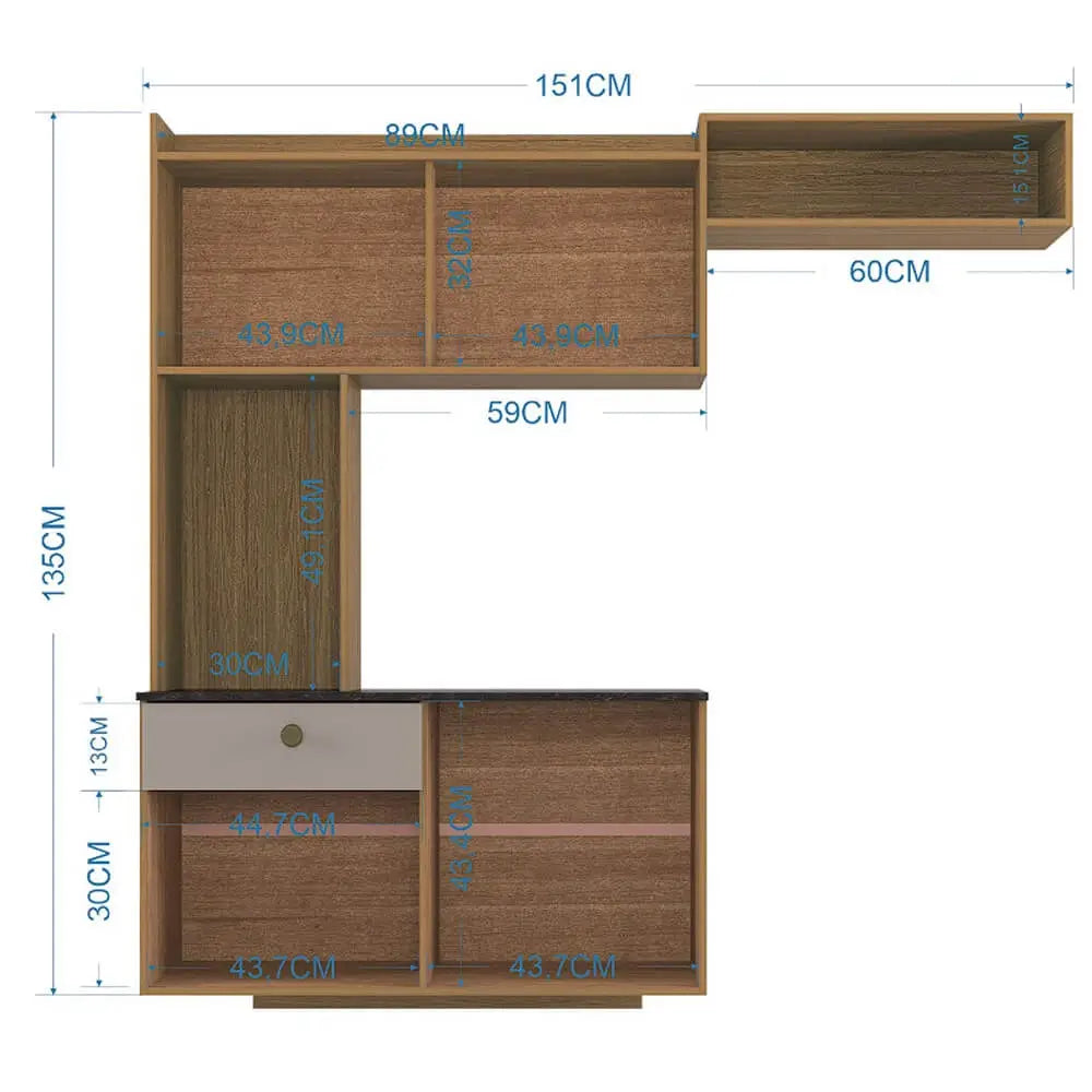 Cozinha Suspensa Lara 151 cm 4 Portas 1 Gaveta Branco – Poquema — detalhes do produto